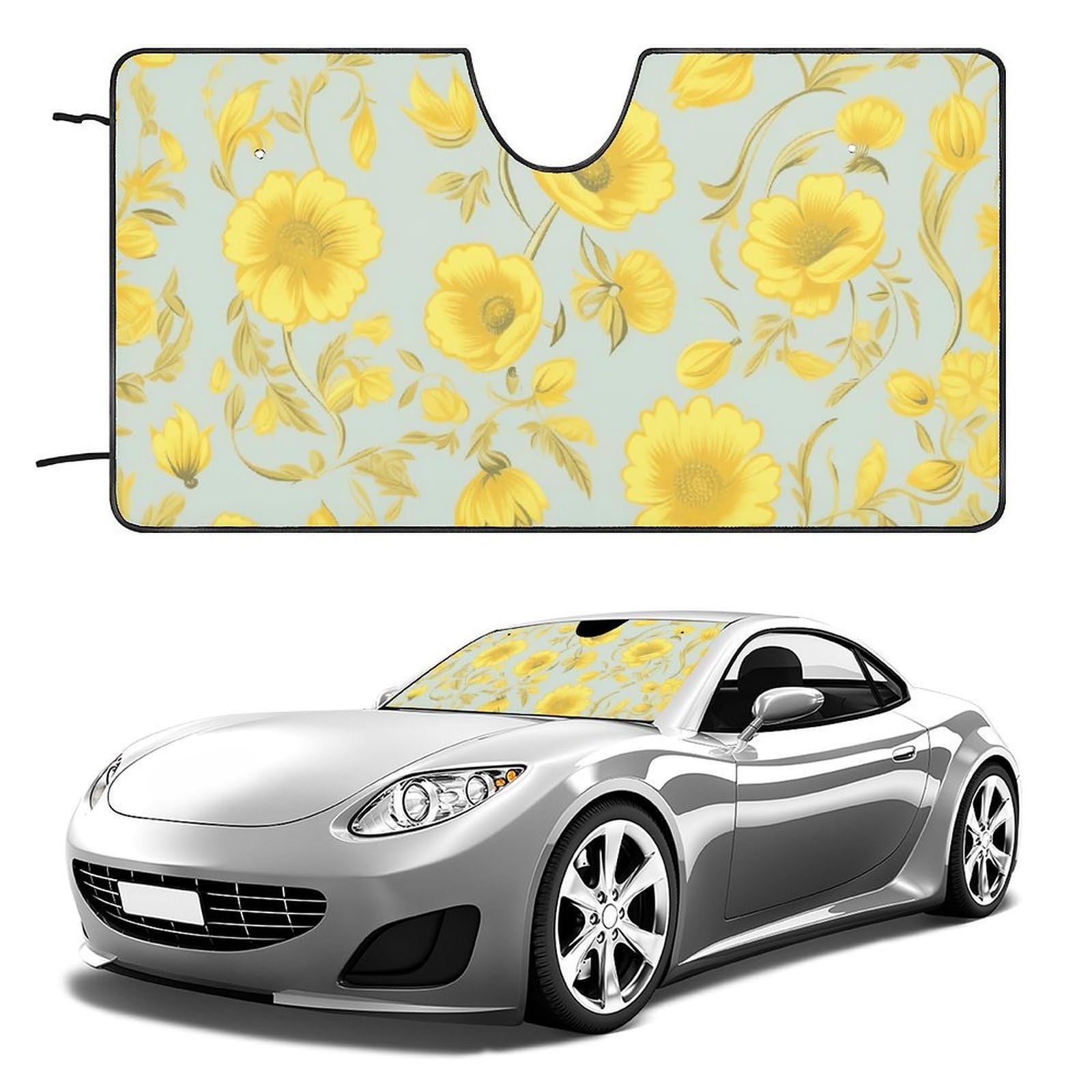 Windschutzscheiben-Sonnenschutz, gelbe Blume, Auto-Sonnenschutz, niedlicher Sonnenschutz, personalisierbar, SUV, Windschutzscheibenabdeckung, Sonnenblocker, um Ihr Fahrzeug kühl zu halten, 139,7 x von Dwrepo