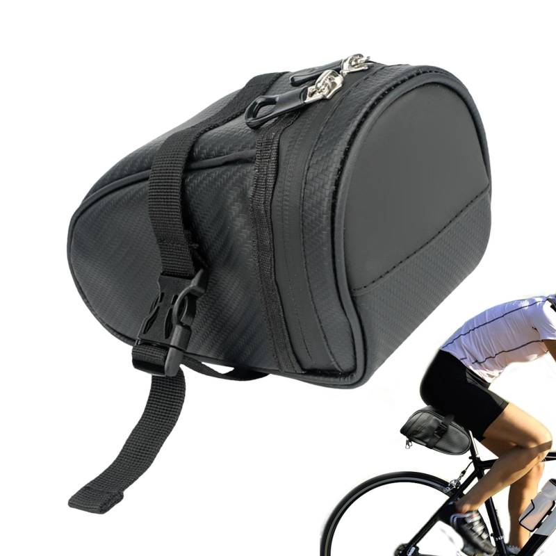 Dybnuhoc 1 L Large Capacity Cycling Bag, Reflective Under Seat Bicycles Bag, Quick Release Saddle Bag, Compact Bicycles Frame Bag for Road Riders, PVC Leather, Double Head Zipper, 18 x 9.5 x 10.5 cm von Dybnuhoc