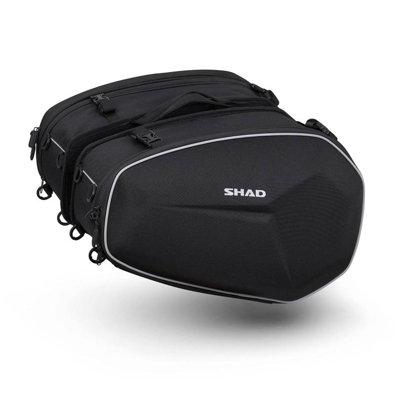 E-BIKERS SHAD E48 PAAR UNIVERSAL HALBFESTE MOTORRAD-Taschen erweiterbar von 46 bis 58 Liter, schwarz von SBC