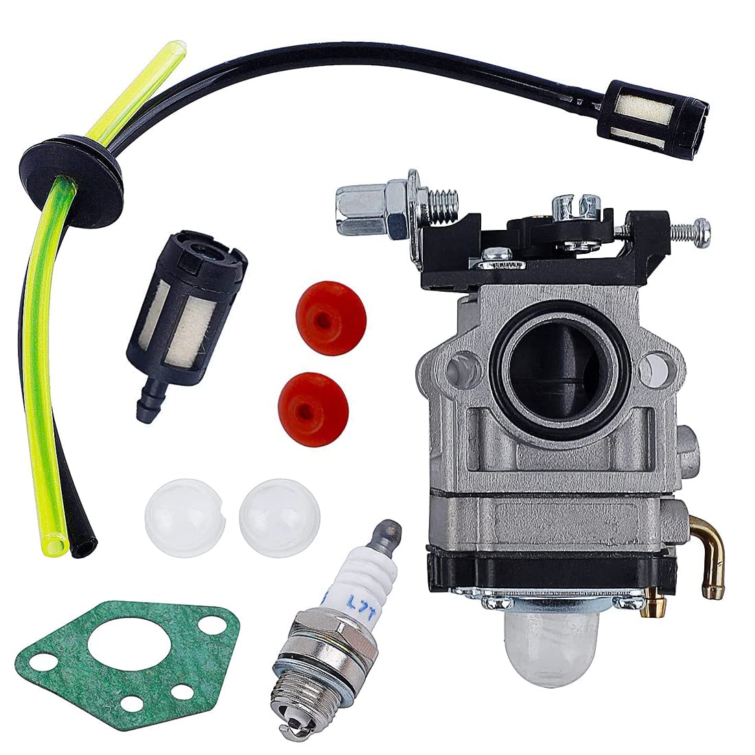 E-RFSEY Vergaser für Motorsense 52 cc 49 cc 43 cc, Carbu-Set mit Dichtung, Schlauch, Zündkerze und Benzinfilter von E-RFSEY