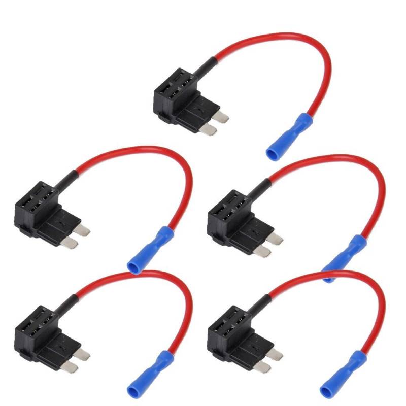 E Support 5Pcs Standard Flachsicherungsadapter Sicherungshalter für Spannungsabgriff KFZ Flachsicherungen Autosicherungs von ESUPPORT