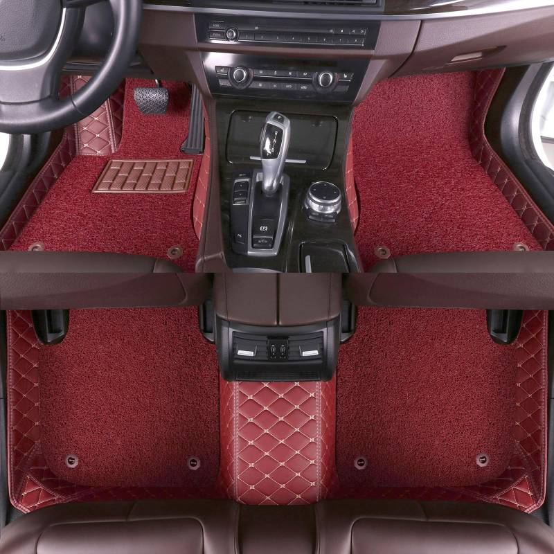 Nach Maß Auto Fussmatten Leder für Mercedes-Benz GLE-SUV 5-Seats (W166) 2015-2019, Benutzerdefinierte Fußmatten, Doppellagige Voller Bedeckter Schutz Liners Wasserdicht Teppiche,D von EABEAHZZ