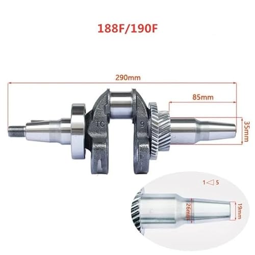 Werkzeugzubehör 188F 190F GX390 GX420 Kurbelwelle Für 188 190 5-8KW Benzin-Generator-Zubehör (konischer Grad ODER flacher Schlüssel)(Conical degree) von EAGHADEK