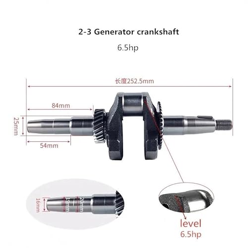 Werkzeugzubehör Konische Kurbelwelle passend für GX160/168F/GX200/170F 5,5 PS oder 6,5 PS Benzinmotoren, 2~3 kW Generator mit 230 mm ODER 252,5 mm Länge(19mm 6.5HP) von EAGHADEK