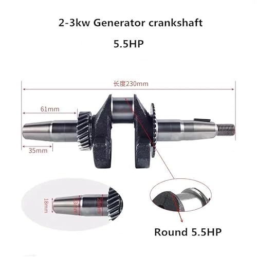 Werkzeugzubehör Konische Kurbelwelle passend für GX160/168F/GX200/170F 5,5 PS oder 6,5 PS Benzinmotoren, 2~3 kW Generator mit 230 mm ODER 252,5 mm Länge(23mm 5.5HP) von EAGHADEK