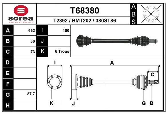 Antriebswelle Hinterachse EAI T68380 von EAI