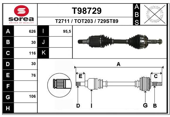 Antriebswelle Vorderachse EAI T98729 von EAI