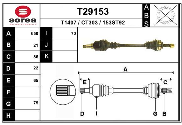 Antriebswelle Vorderachse links EAI T29153 von EAI