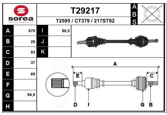 Antriebswelle Vorderachse links EAI T29217 von EAI