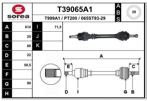 Antriebswelle Vorderachse links EAI T39065A1 von EAI