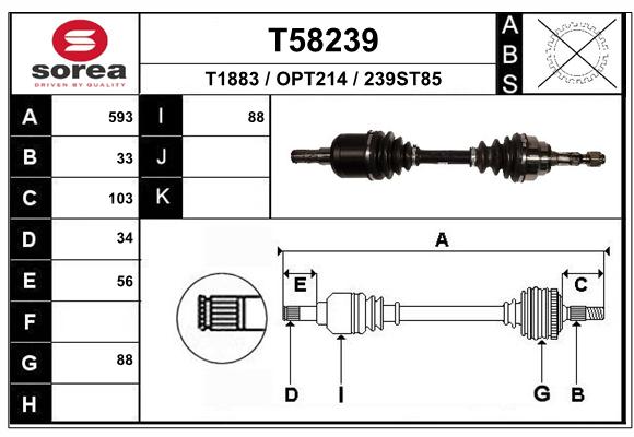 Antriebswelle Vorderachse links EAI T58239 von EAI