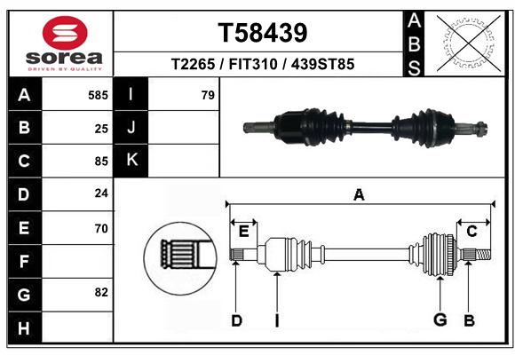 Antriebswelle Vorderachse links EAI T58439 von EAI