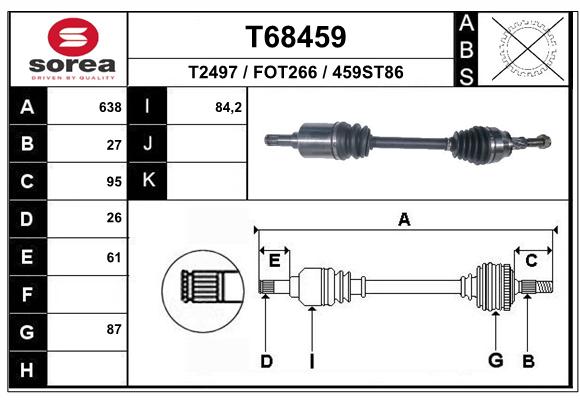 Antriebswelle Vorderachse links EAI T68459 von EAI