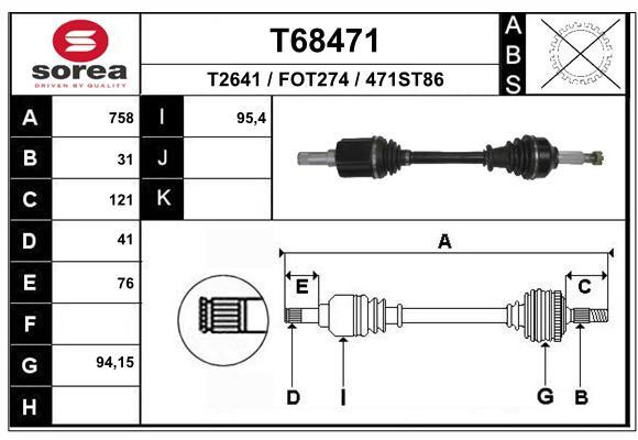 Antriebswelle Vorderachse links EAI T68471 von EAI