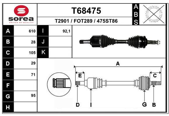 Antriebswelle Vorderachse links EAI T68475 von EAI