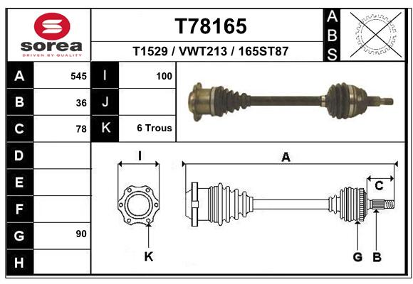 Antriebswelle Vorderachse links EAI T78165 von EAI