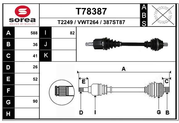 Antriebswelle Vorderachse links EAI T78387 von EAI