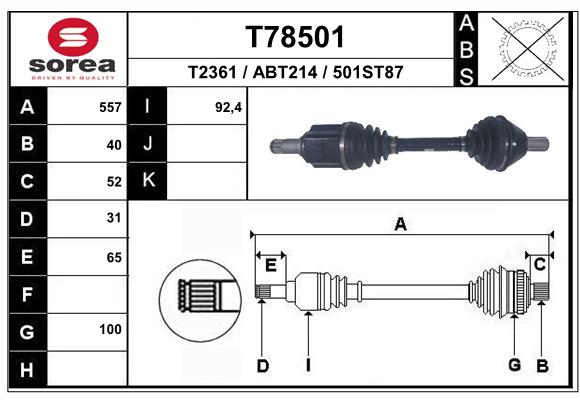 Antriebswelle Vorderachse links EAI T78501 von EAI