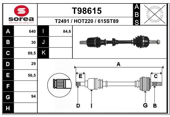 Antriebswelle Vorderachse links EAI T98615 von EAI