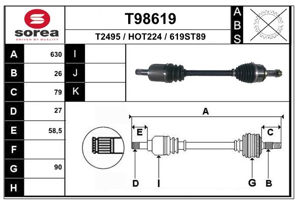 Antriebswelle Vorderachse links EAI T98619 von EAI