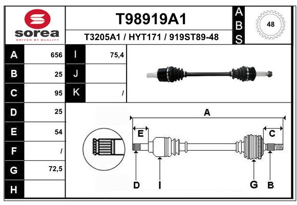 Antriebswelle Vorderachse links EAI T98919A1 von EAI