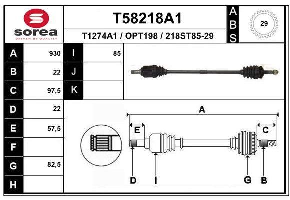 Antriebswelle Vorderachse rechts EAI T58218A1 von EAI