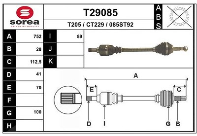 Eai Antriebswelle [Hersteller-Nr. T29085] für Citroën, Fiat, Peugeot von EAI