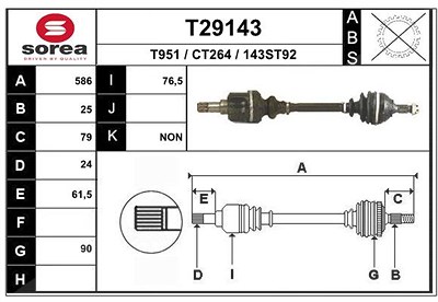 Eai Antriebswelle [Hersteller-Nr. T29143] für Citroën, Peugeot von EAI