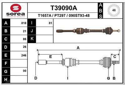 Eai Antriebswelle [Hersteller-Nr. T39090A] für Peugeot von EAI