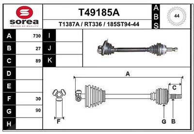 Eai Antriebswelle [Hersteller-Nr. T49185A] für Renault von EAI