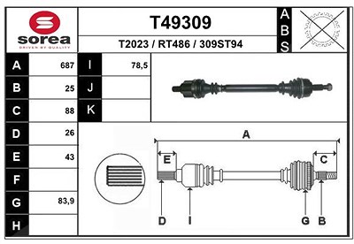 Eai Antriebswelle [Hersteller-Nr. T49309] für Renault von EAI