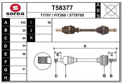 Eai Antriebswelle [Hersteller-Nr. T58377] für Fiat von EAI