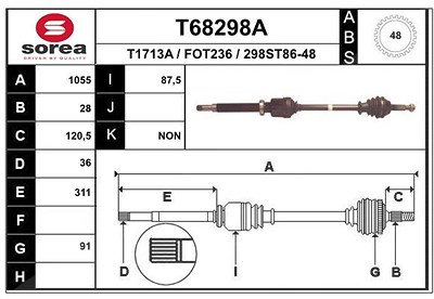 Eai Antriebswelle [Hersteller-Nr. T68298A] für Ford von EAI