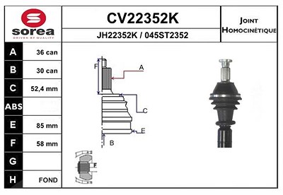 Eai Gelenksatz, Antriebswelle [Hersteller-Nr. CV22352K] für Audi, Seat, Skoda, VW von EAI