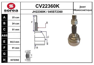 Eai Gelenksatz, Antriebswelle [Hersteller-Nr. CV22360K] für Fiat von EAI