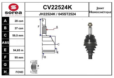 Eai Gelenksatz, Antriebswelle [Hersteller-Nr. CV22524K] für Citroën, Mitsubishi, Peugeot von EAI