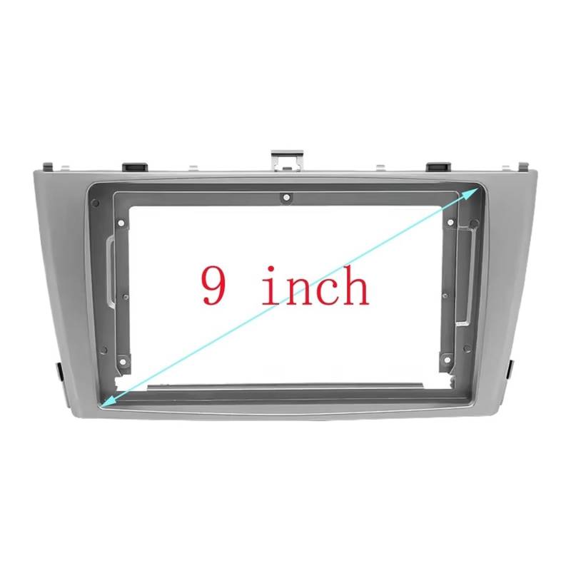 Autosoundrahmen/Fit for Toyota Avensis T27 2009-2015 (9 ZOLL) auto Radio Blenden Android GPS MP5 Stereo Player 2Din Head Unit Panel Dash Rahmen Installa Autosoundsystemrahmen(Silver Frame) von EAKNFD