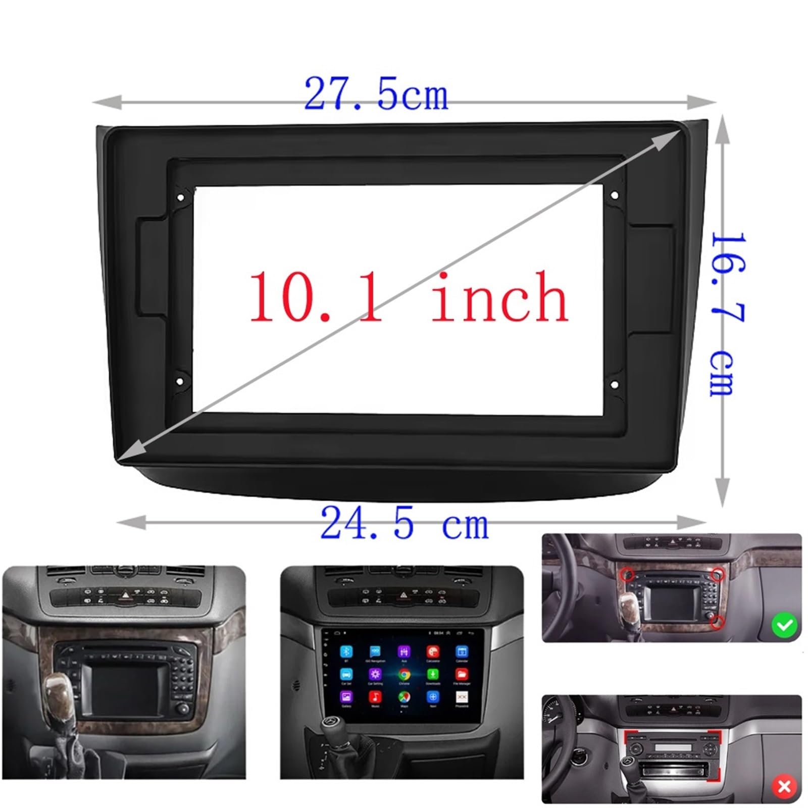 Autosoundrahmen/Passend for MERCEDES-BENZ Vito 2 / Viano 2 W639 2003–2015, 10-Zoll-Autoradio-Faszien-Stereo-Android-MP5-Player, 2Din-Head-Unit-Panel-Rahmen Autosoundsystemrahmen(Only frame) von EAKNFD