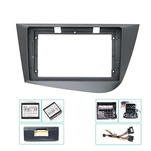 Autosoundrahmen/Passend for Seat Leon MK2 2005-2012 9 Zoll Autoradio Blende Android MP5 Player Panel Gehäuserahmen 2Din Head Unit Stereo Armaturenbrett Abdeckung Autosoundsystemrahmen(Frame Cable Set von EAKNFD