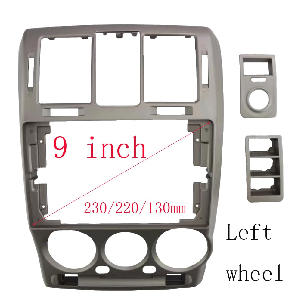 Autosoundrahmen 1/2Din Auto-DVD-Rahmen, nur Audio-Einbauadapter, Armaturenbrettverkleidung, 9 Zoll, passend for Getz 2002–2011, RHD, Doppel-Radio-Player Autosoundsystemrahmen(Left wheel) von EAKNFD