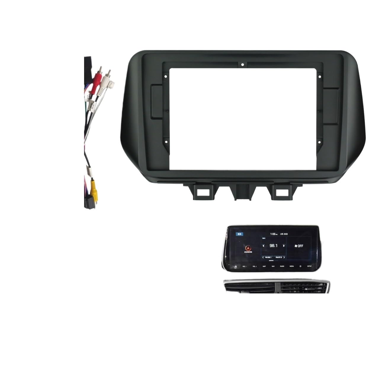 Autosoundrahmen 10,1 Zoll Autoblende/Passend for TUCSON 2019 Blende Audiomontage Einbau-2Din-Autoradio DVD-Rahmen Canbus-Kabeladapter-Kit Autosoundsystemrahmen(Frame canbus cable) von EAKNFD