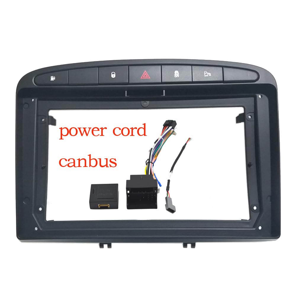 Autosoundrahmen 2/1Din Auto, kein DVD-Rahmen, nur Audio-Einbauadapter, Armaturenbrettverkleidung, 9 Zoll, passend for Peugeot 308 408 2008–16, Doppel-Radio-Player Autosoundsystemrahmen(Frame-black-can von EAKNFD