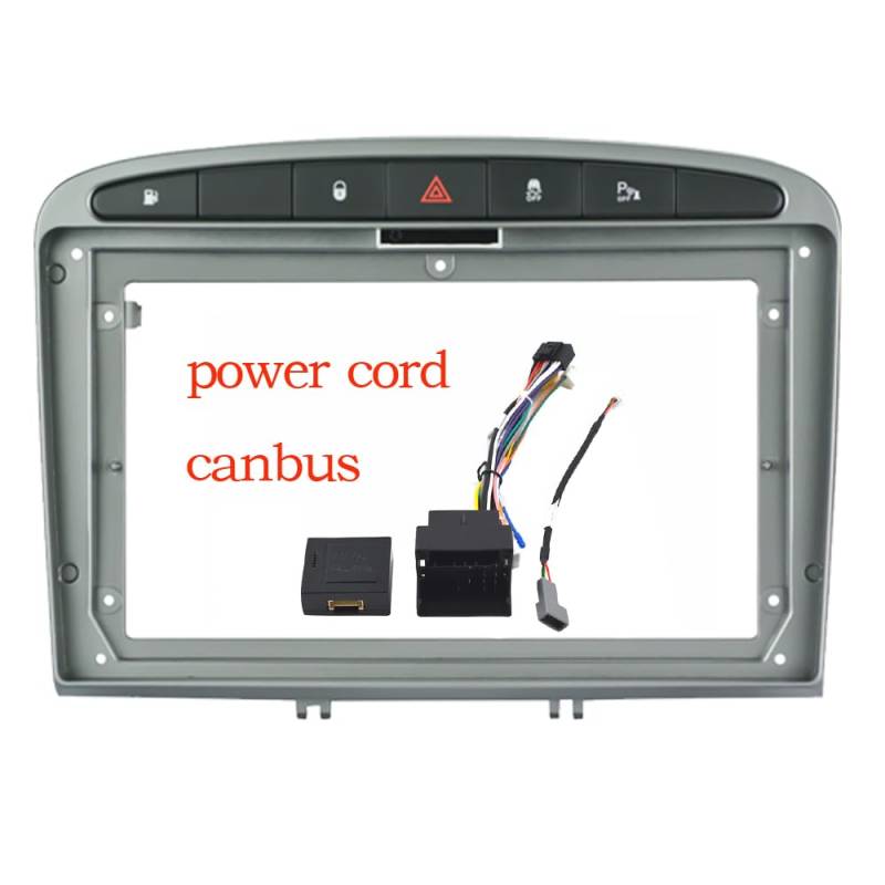 Autosoundrahmen 2/1Din Auto, kein DVD-Rahmen, nur Audio-Einbauadapter, Armaturenbrettverkleidung, 9 Zoll, passend for Peugeot 308 408 2008–16, Doppel-Radio-Player Autosoundsystemrahmen(Frame-silver-ca von EAKNFD