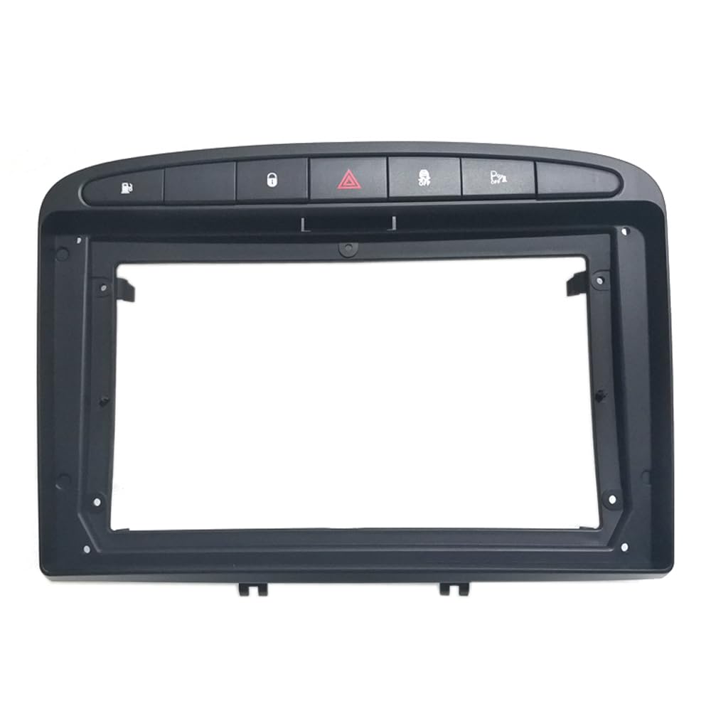 Autosoundrahmen 2/1Din Auto, kein DVD-Rahmen, nur Audio-Einbauadapter, Armaturenbrettverkleidung, 9 Zoll, passend for Peugeot 308 408 2008–16, Doppel-Radio-Player Autosoundsystemrahmen(Only Frame-silv von EAKNFD