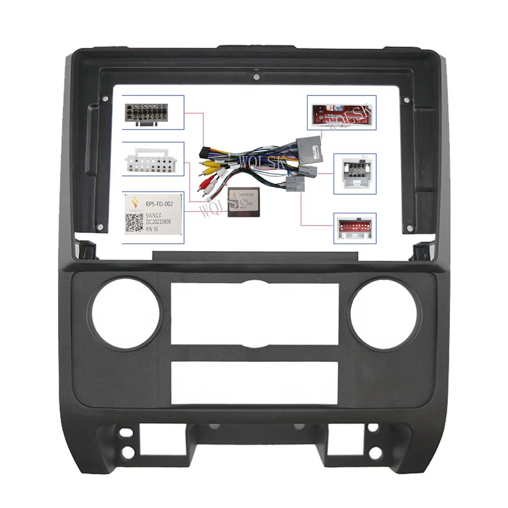 Autosoundrahmen 2 DIN 9 Zoll Auto-Facia/Passend for FORD Escape Wingtiger/MAZDA Tribute 2007-2012 Video-Panel-Player Audio-Armaturenbrett 2-Din-Rahmen Autosoundsystemrahmen(BLACK-canbus) von EAKNFD