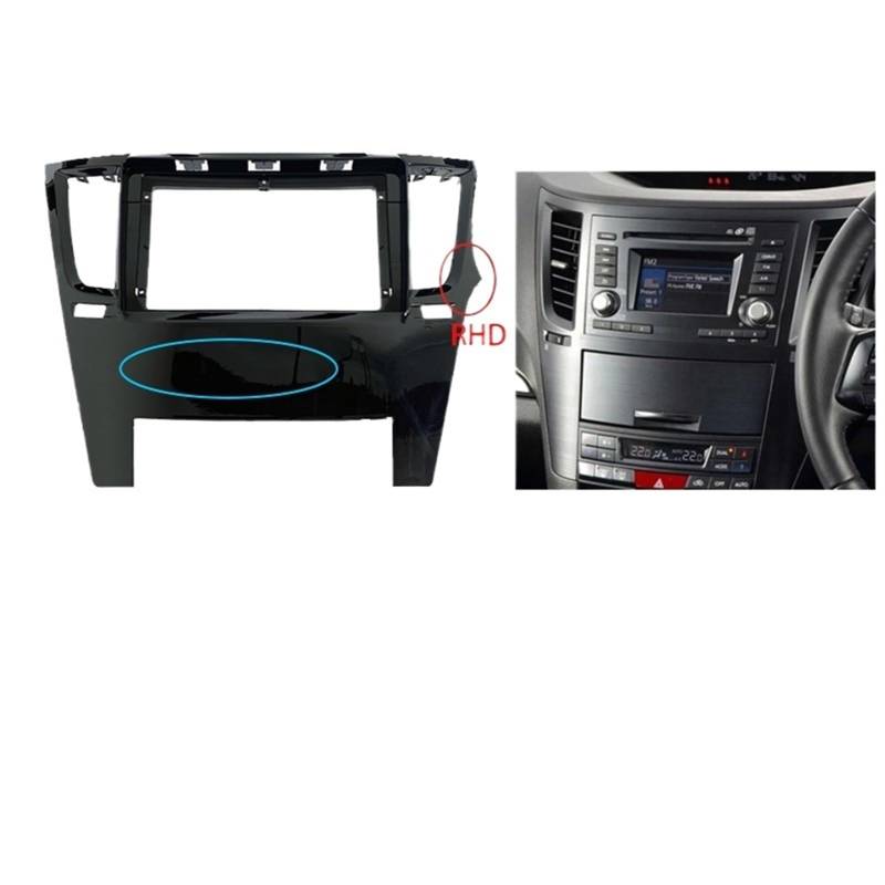 Autosoundrahmen 2 Din 9 Zoll Autoradio-Einbau GPS Mp5 Kunststoffblende Flugzeugrahmen/Passend for SUBARU Legacy Outback Rudder 2009-2014 Dash Kit Autosoundsystemrahmen(RHD Black Frame) von EAKNFD