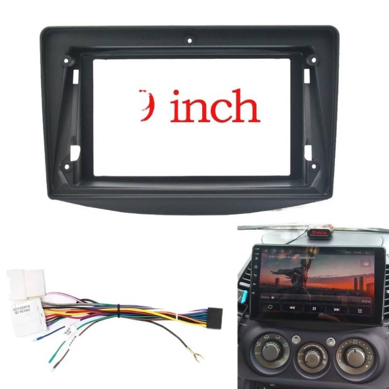 Autosoundrahmen 2-Din-Auto-DVD-Rahmen, Audio-Einbauadapter, Armaturenbrett-Zierblende, 9 Zoll, passend for Mitsubishi Grandis 03–11, Doppel-Din-Radio-Player Autosoundsystemrahmen(Frame an cord) von EAKNFD