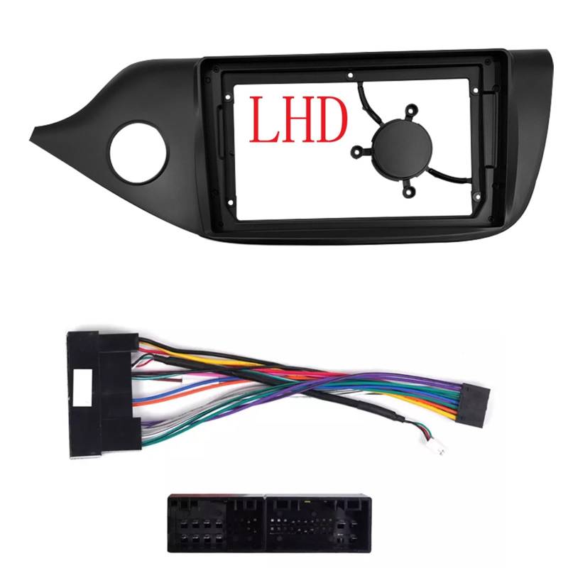 Autosoundrahmen 2 din 9 Zoll Autorahmen Blendenadapter/Passend for Kia Ceed 2012 Android Radio Dash Montage Panel Kit Stromkabeladapter Autosoundsystemrahmen(Frame LHD Cable) von EAKNFD