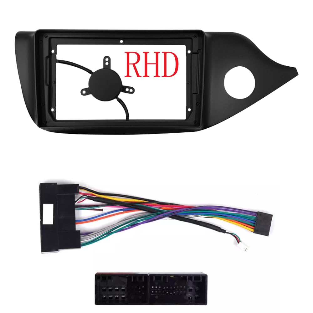 Autosoundrahmen 2 din 9 Zoll Autorahmen Blendenadapter/Passend for Kia Ceed 2012 Android Radio Dash Montage Panel Kit Stromkabeladapter Autosoundsystemrahmen(Frame RHD Cable) von EAKNFD