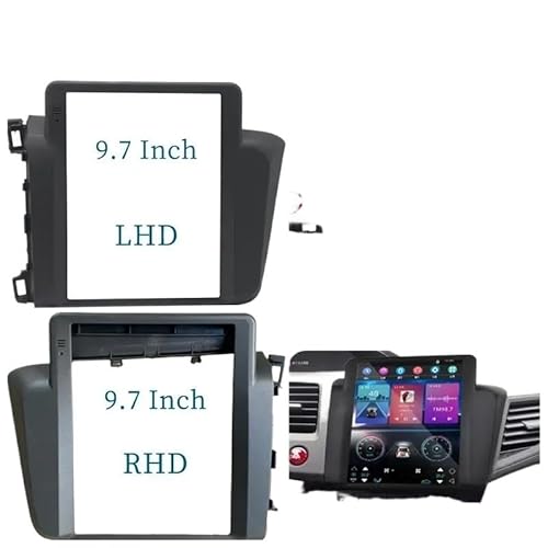 Autosoundrahmen 9,7 Zoll 2 Din Autoradio Blenden/Fit for Honda Civic 2012-2016 Tesla Stil Multimedia Rahmen video Player Navigation DVD Panel Trim Autosoundsystemrahmen(LHD) von EAKNFD